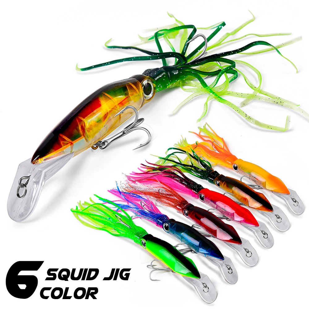 

Large Simulation Squid Hard 23cm 40g Fishing Lures Baits Lifelike Swimbait Octopus Bait with 2 Treble Hook Fishing Accessory