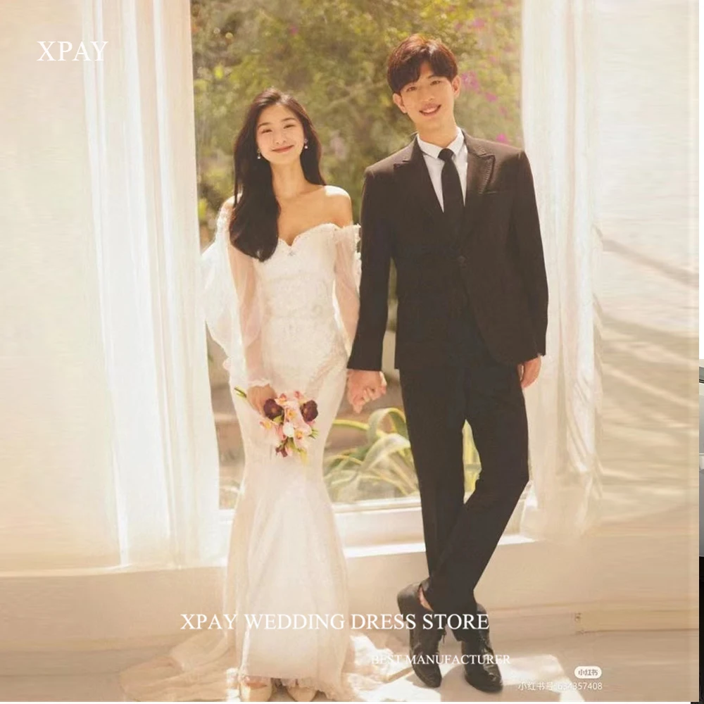 XPAY Sexy off Shoulder Mermaid Korea Wedding Dresses Puff Long Sleeves Lace Elegant Bridal Gowns Photo shoot Floor Length
XPAY Sexy off Shoulder Mermaid Korea Wedding Dresses Puff Long Sleeves Lace Elegant Bridal Gowns Photo shoot Floor Length