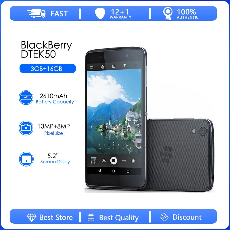 

BlackBerry DTEK50 Refurbished Original Unlocked Octa-core Refurbished Cellphone 13MP 5.2" 16GB ROM 3GB RAM 3G 4G LTE phone