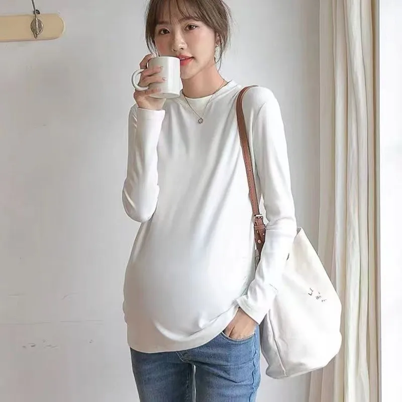 

Autumn Winter Bottoming Shirts For Pregnant Women Maternity Long Sleeve T-Shirts Pregnancy Tops Plus Size M-3XL Embarazada