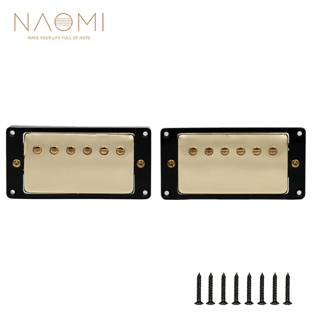 

NAOMI 2Pcs Electric Guitar Humbucker Pickups Neck+Bridge Set 50mm/52mm Pickup Double Coil Humbucker Gold-plated For LP Guitar