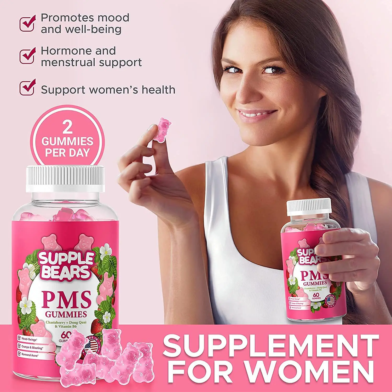 1 Bottle Feminine Mood Relief Gummies Strawberry Flavor Menstrual Mood Relief Sleep Gummies Vitamin Gummies
1 Bottle Feminine Mood Relief Gummies Strawberry Flavor Menstrual Mood Relief Sleep Gummies Vitamin Gummies