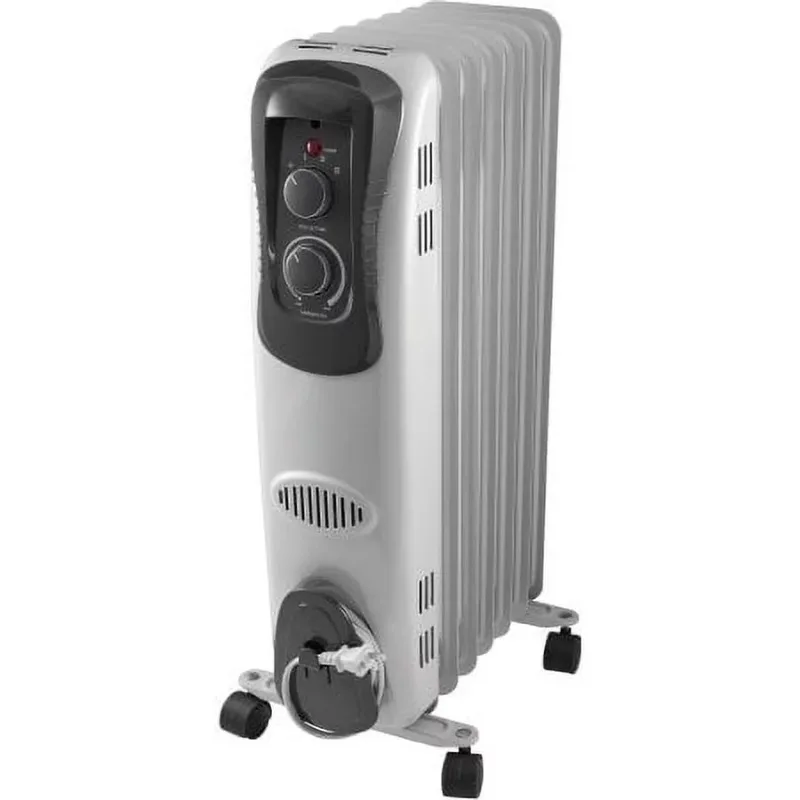 Oil-Filled Electric Radiant Space Heater with Adjustable Thermostat, White 
Oil-Filled Electric Radiant Space Heater with Adjustable Thermostat, White