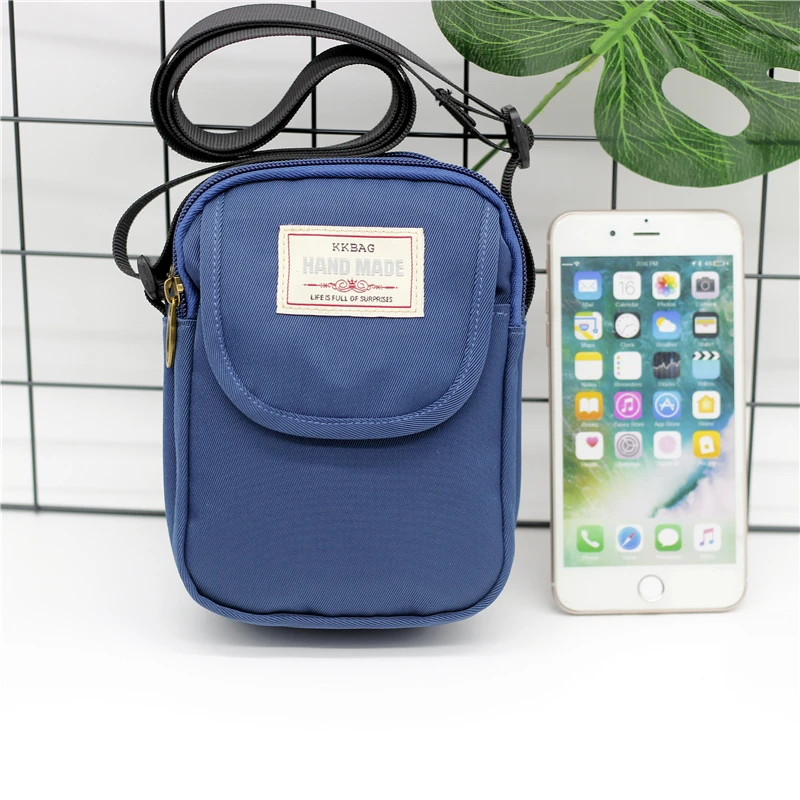 Simple men's crossbody bag in solid color multi-layer zipper nylon single shoulder mobile phone bag daily wallet replacement Simple men's crossbody bag in solid color multi-layer zipper nylon single shoulder mobile phone bag daily wallet replacement