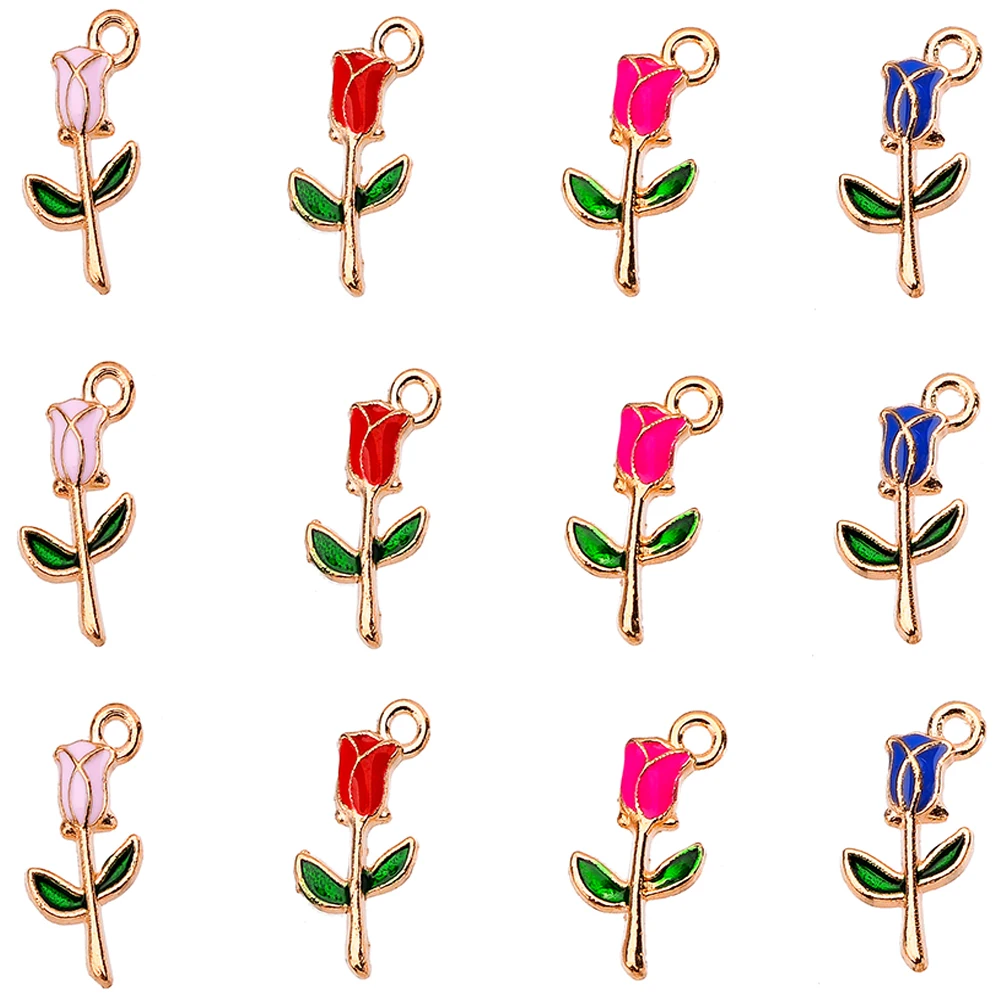 20Pcs Enamel Rose Flower Charm Pendant 13x24mm For Jewelry Making Earrings Necklace Bracelet Accessories DIY Craft Decoration
20Pcs Enamel Rose Flower Charm Pendant 13x24mm For Jewelry Making Earrings Necklace Bracelet Accessories DIY Craft Decoration