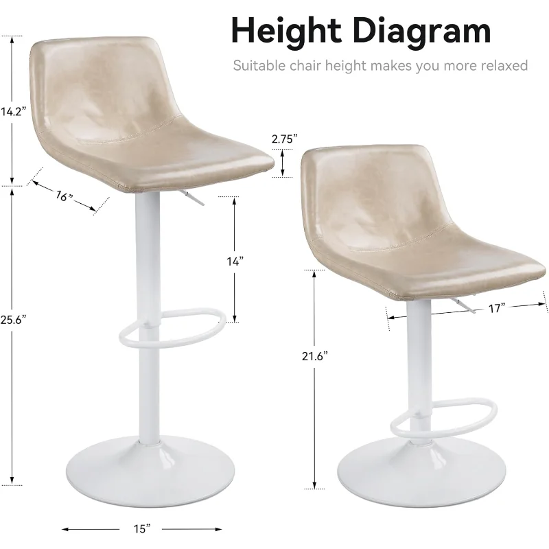 Nalupatio Bar Stools Set of 2 Adjustable Counter Height Morden Swivel Bar Stools with Home Kitchen Beige
Nalupatio Bar Stools Set of 2 Adjustable Counter Height Morden Swivel Bar Stools with Home Kitchen Beige