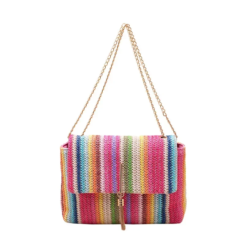2023 New Straw Woven Bag Women's Cross-border Simple Fashion Rainbow Shoulder Beach Handbags for Women
2023 New Straw Woven Bag Women's Cross-border Simple Fashion Rainbow Shoulder Beach Handbags for Women