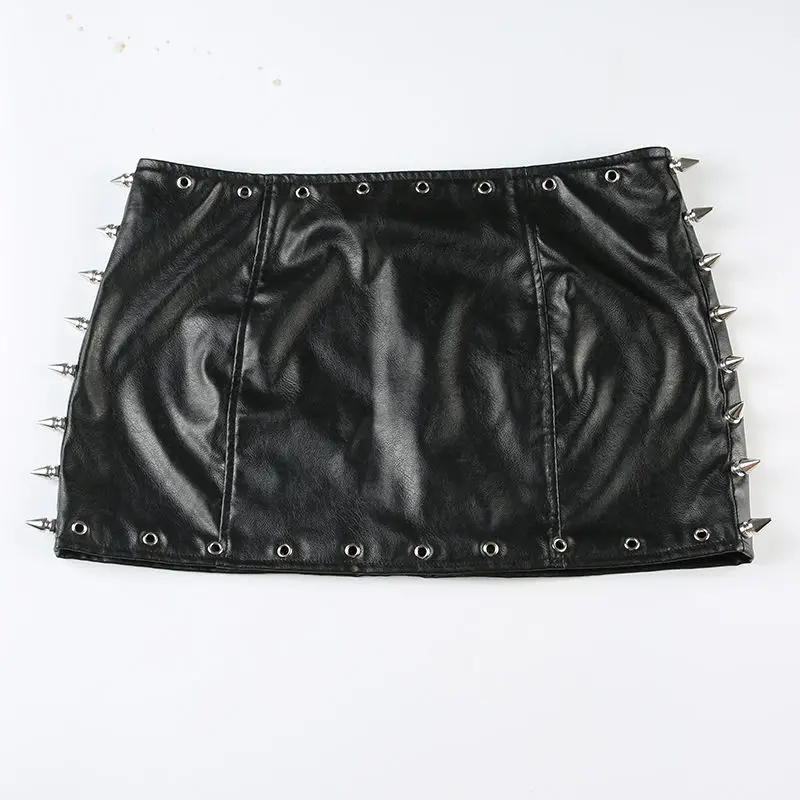 Punk Rock Leather Mini Skirt Women Y2K Studded Low Waist Bodycon Pencil Skirt Edgy Biker Chic Vintage American Retro Hot Sale 55 S82d59b1d47eb49a490b60d09db0d5cd6G