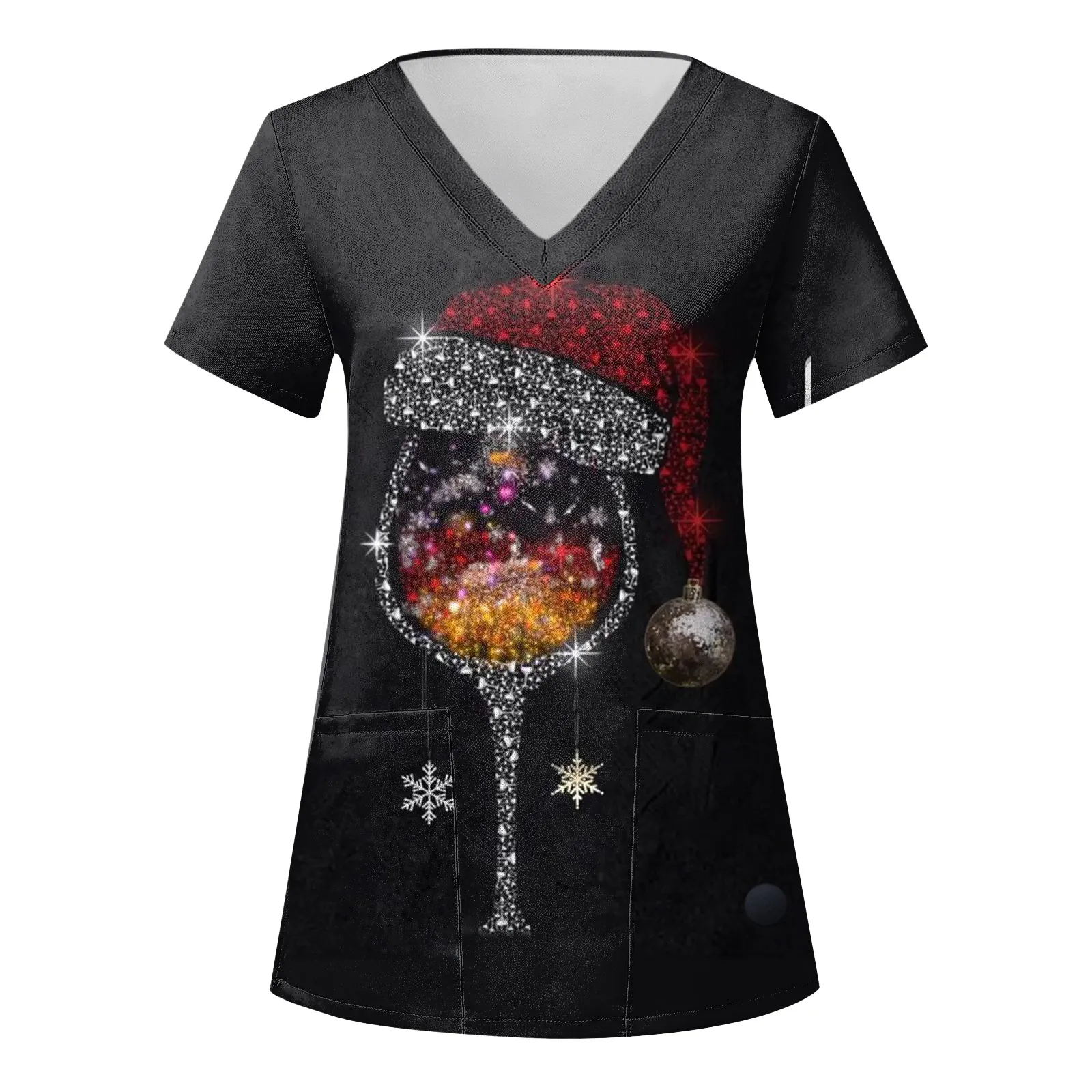 Ladies Casual Christmas Pattern Printed Short Sleeve V-neck Pocket Loose Blouse Beauty Care Scrub Uniforms Caring Work Wear
Ladies Casual Christmas Pattern Printed Short Sleeve V-neck Pocket Loose Blouse Beauty Care Scrub Uniforms Caring Work Wear