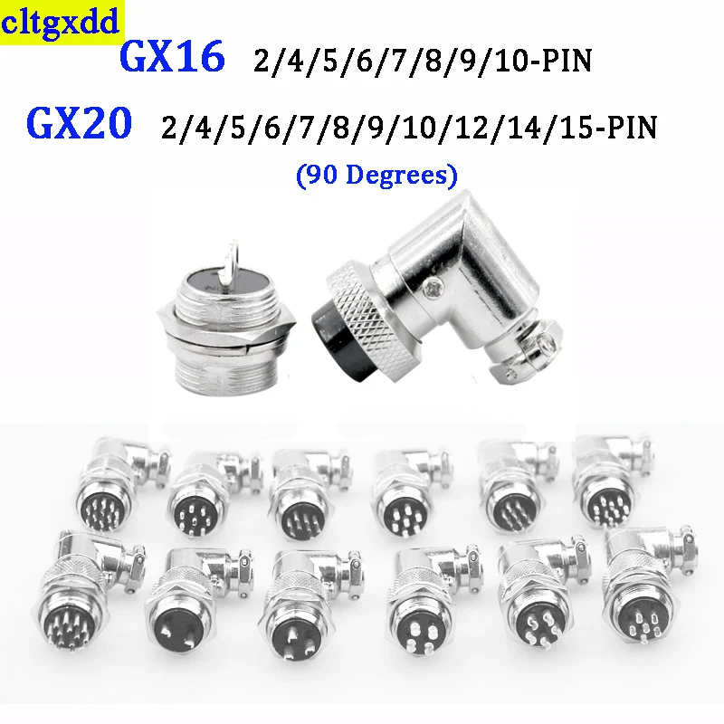 

1 set of GX16/GX20 90 degree right angle XLR 16/20mm elbow 2/3/4/5/6/7/8/9/10/12/14/15 pin male and female aviation plugs