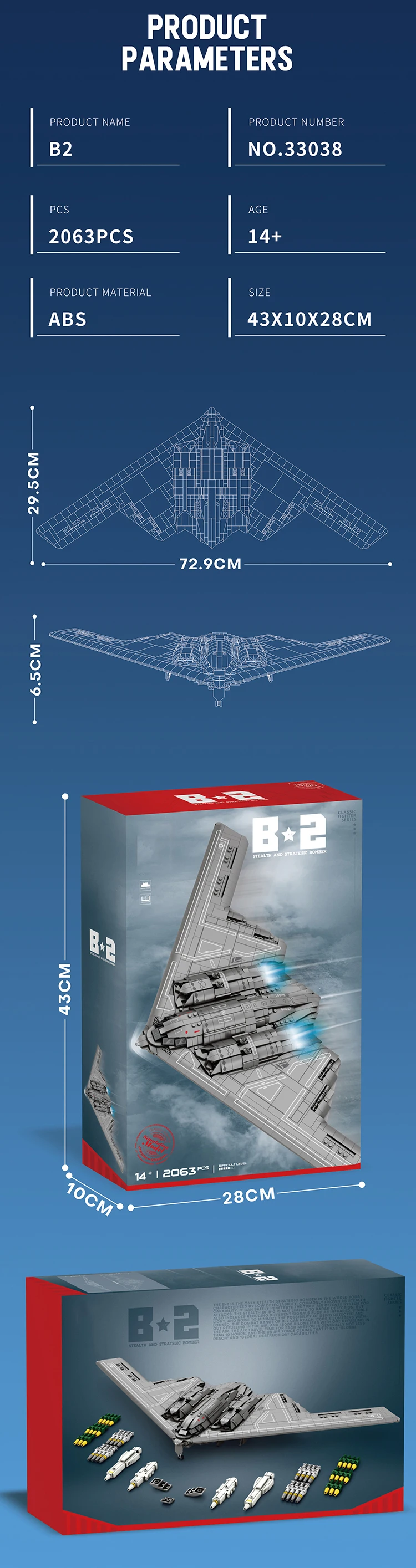 2063PCS B-2 Ghost Strategic Bomber Building Blocks Air Force Fighter Model Bricks Collection Display DIY Toys For Kids Idea Gift 2063PCS B-2 Ghost Strategic Bomber Building Blocks Air Force Fighter Model Bricks Collection Display DIY Toys For Kids Idea Gift