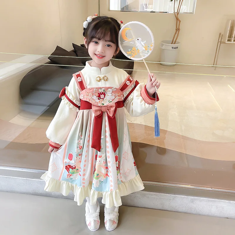 Hanfu Girls' Winter New Tang Dress Year Greeting Children's Chinese Style Plush And Thickened Lolita Skirt Warm Long sleevDress
Hanfu Girls' Winter New Tang Dress Year Greeting Children's Chinese Style Plush And Thickened Lolita Skirt Warm Long sleevDress