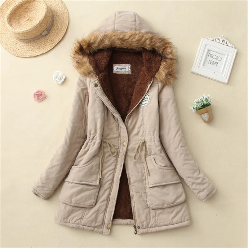 

Spring Autumn Winter Women Jacket Thick Warm Hooded Parka Cotton Padded Coat Casual Slim Jacket Female S-3XL