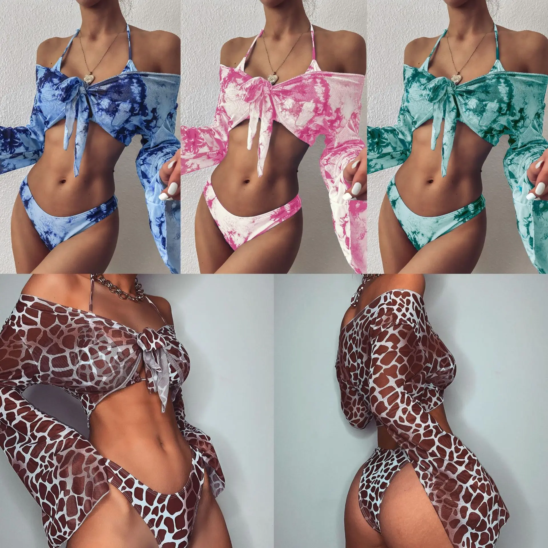 Long Sleeve Mesh Bikini Swimwear Women Three Pieces 2023 Leopard Swimsuit Female Summer Sexy Bathing Suit Brazilian Biquini
Long Sleeve Mesh Bikini Swimwear Women Three Pieces 2023 Leopard Swimsuit Female Summer Sexy Bathing Suit Brazilian Biquini