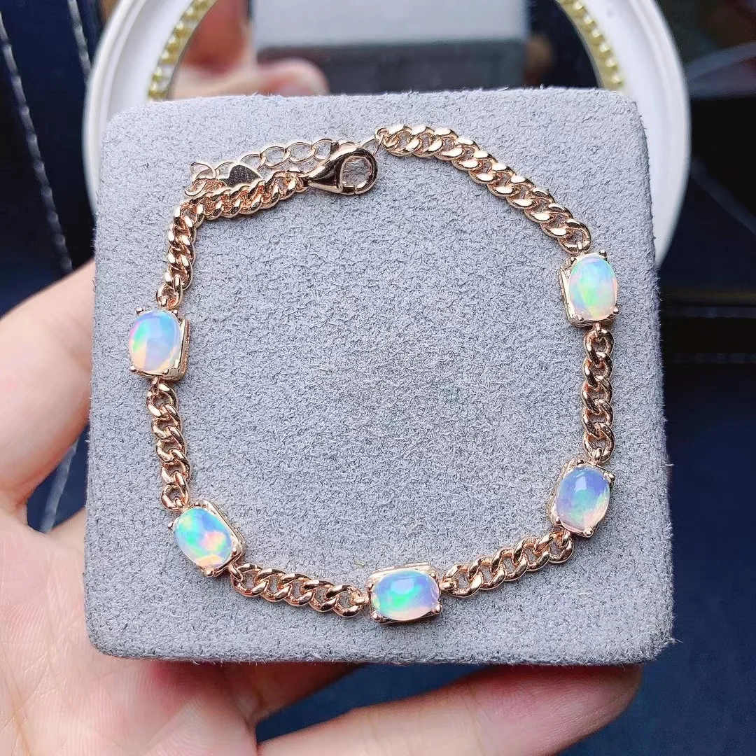 925 Sterling Silver Natural Opal Simple Bracelet Colorful Stone Bracelet Women's Fine Wedding Jewelry 5*7mm
925 Sterling Silver Natural Opal Simple Bracelet Colorful Stone Bracelet Women's Fine Wedding Jewelry 5*7mm