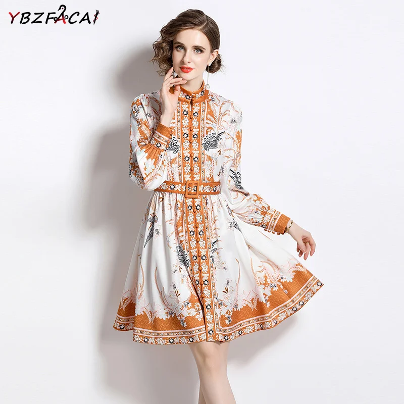 Print Chiffon Dress Women Elegant Fashion Long Sleeve Positioning Print Dress French Single Breasted Slim A-line Dress with Belt
Print Chiffon Dress Women Elegant Fashion Long Sleeve Positioning Print Dress French Single Breasted Slim A-line Dress with Belt