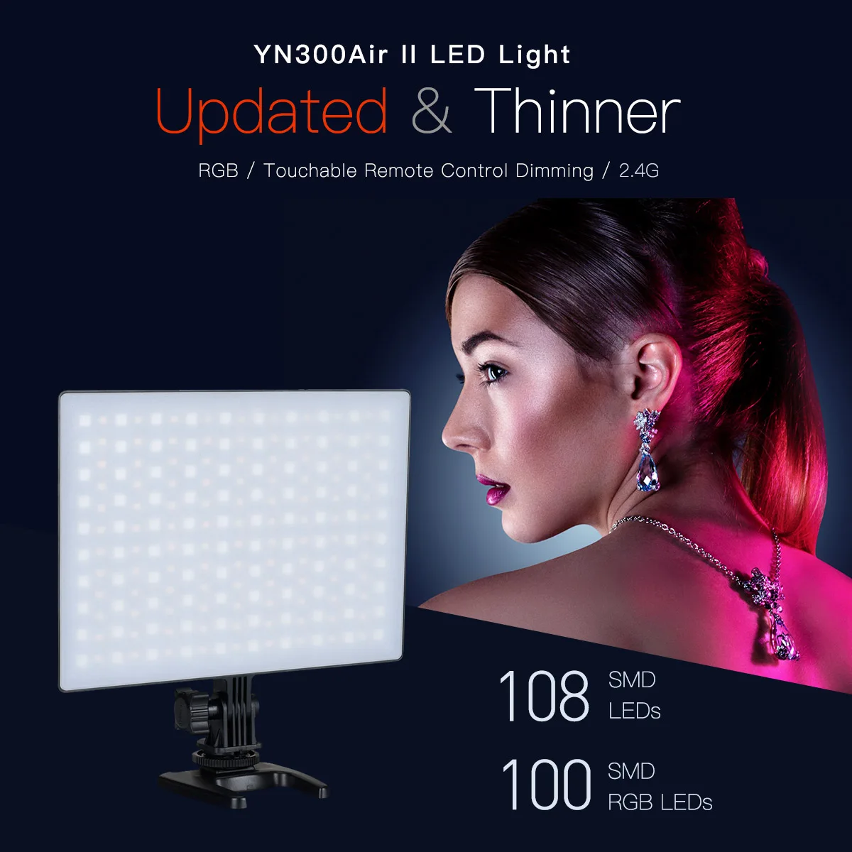 YONGNUO YN300 Air II YN300air II YN-300 air Pro 3200k-5500k RGB LED Camera Video Light for Canon Nikon with AC Adapter
YONGNUO YN300 Air II YN300air II YN-300 air Pro 3200k-5500k RGB LED Camera Video Light for Canon Nikon with AC Adapter