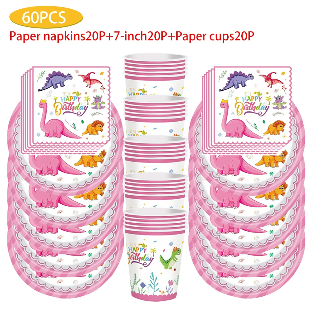 Pink little dinosaur Thematic series Tableware decoration Party supplies Scene decoration set
Pink little dinosaur Thematic series Tableware decoration Party supplies Scene decoration set