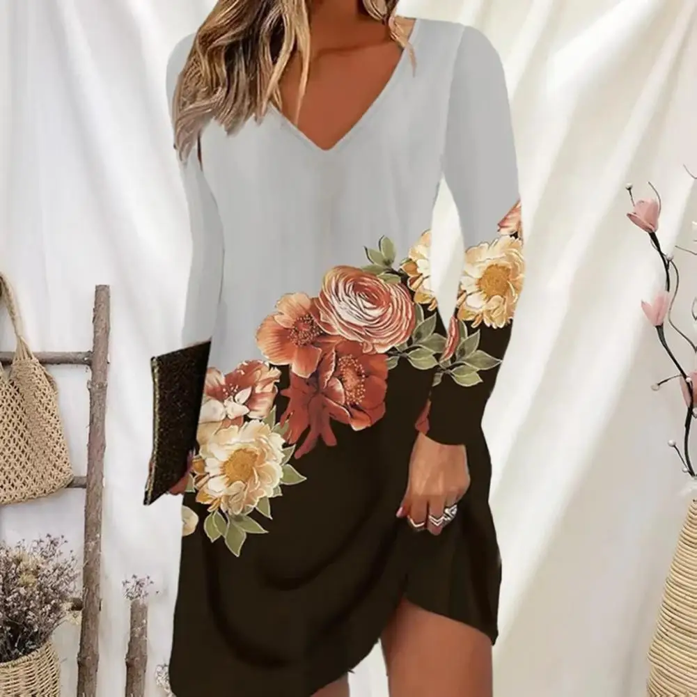 High Elasticity Dress Women Mini Dress Chic Vintage Print Party Dress Women's V-neck Loose Fit Long Sleeve for Office Summer
High Elasticity Dress Women Mini Dress Chic Vintage Print Party Dress Women's V-neck Loose Fit Long Sleeve for Office Summer
