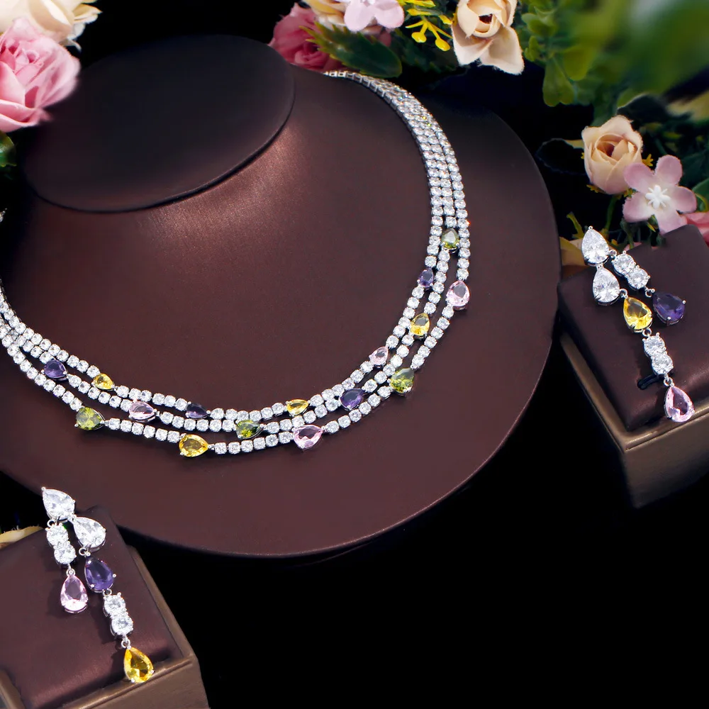 CC Fine Jewelry Sets for Women Pendant Necklace Earring 2pcs Created Topaz Colorful Rhinestone Party Accessories Gift
CC Fine Jewelry Sets for Women Pendant Necklace Earring 2pcs Created Topaz Colorful Rhinestone Party Accessories Gift