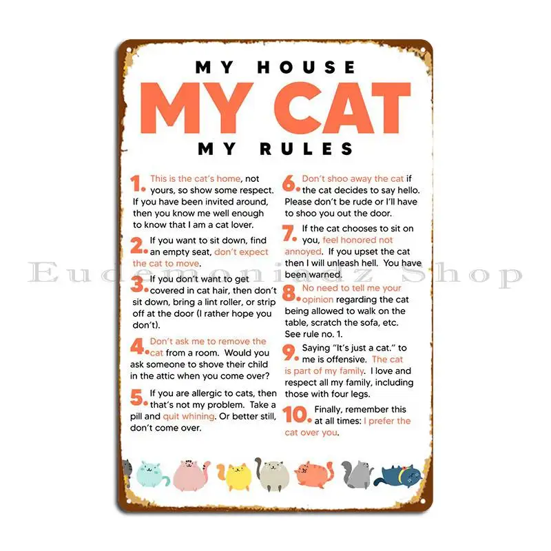 Милый Забавный котик Правила Дома металлический плакат на стену гаража
Милый Забавный котик Правила Дома металлический плакат на стену гаража