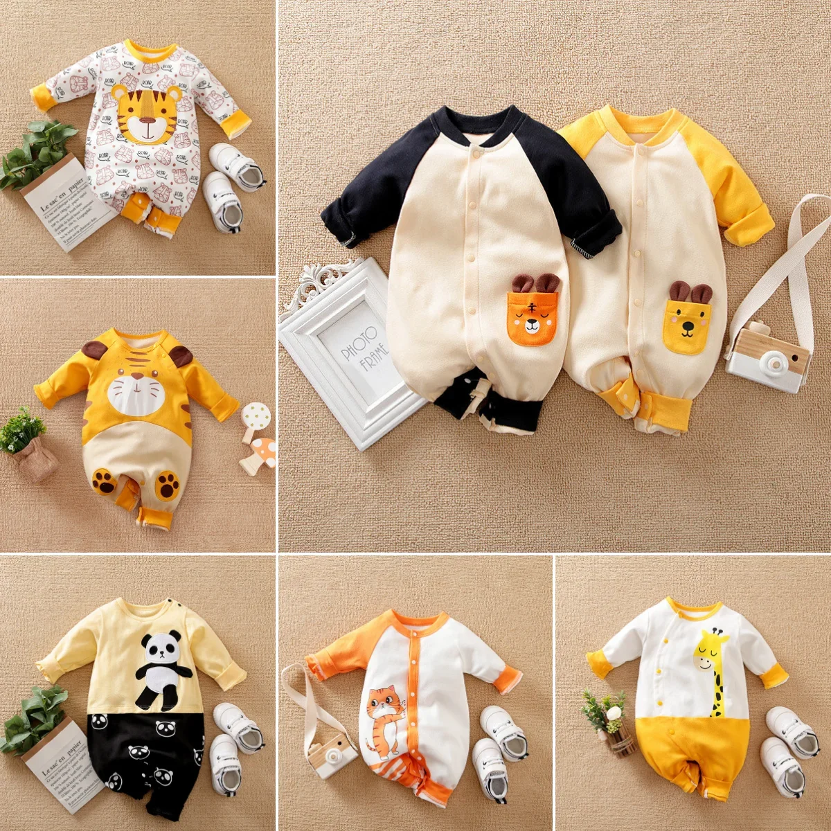 

Newborn Baby Boy Clothes Romper Onesie Cartoon Long Sleeves Cotton Jumpsuit 0-24M