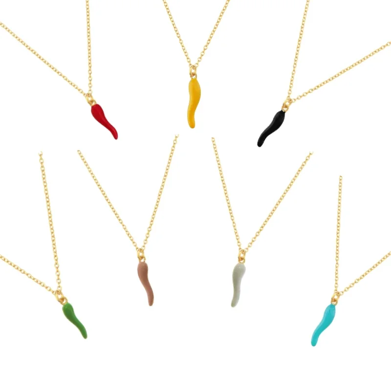 Colorful Chili Yellow Red Green Blue Pink Enamel Dangle Pendant Fashion Gold Color Chains Necklaces for Women Jewelry
Colorful Chili Yellow Red Green Blue Pink Enamel Dangle Pendant Fashion Gold Color Chains Necklaces for Women Jewelry