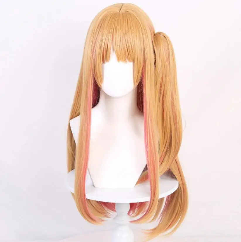 

Women Synthetic Wigs Long Straight Blonde Mixed Anime Cosplay Hair Heat Resistant Wig for Party