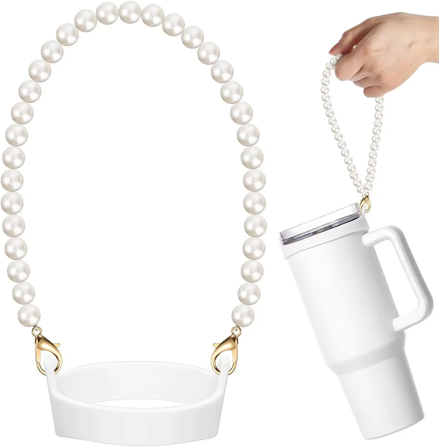 

Pearl Chain Rope Handle for Stanley Water Cup Suitable for 8-40oz New Water Bottle Hanging Strap Portable Sling Cup Accessories