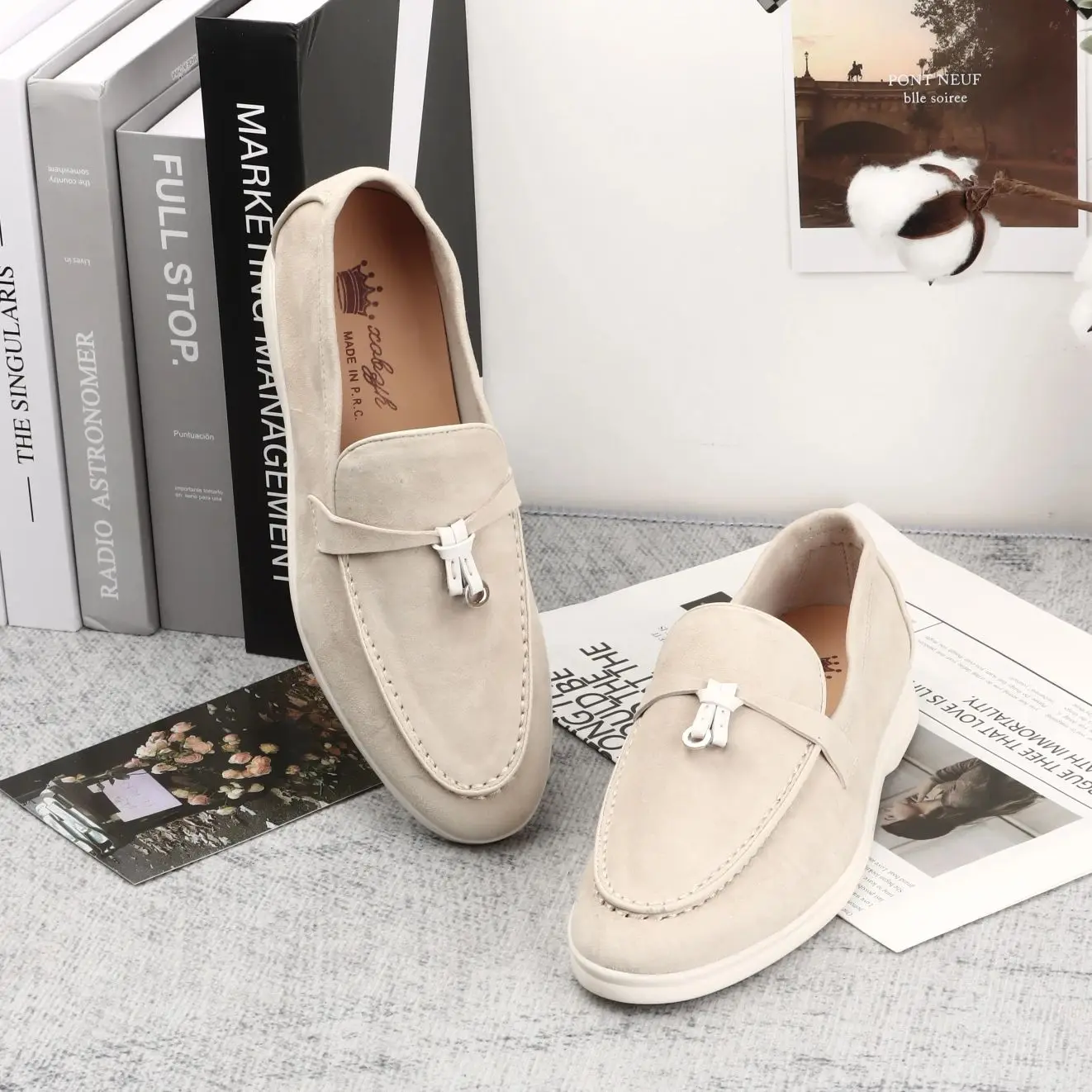 

Suede Leather Women's Loafers 2023 Summer Top Quality Slip-on Causal Moccasin Shoes Comfortable Sneaker Lazy Mules Shoes for Men