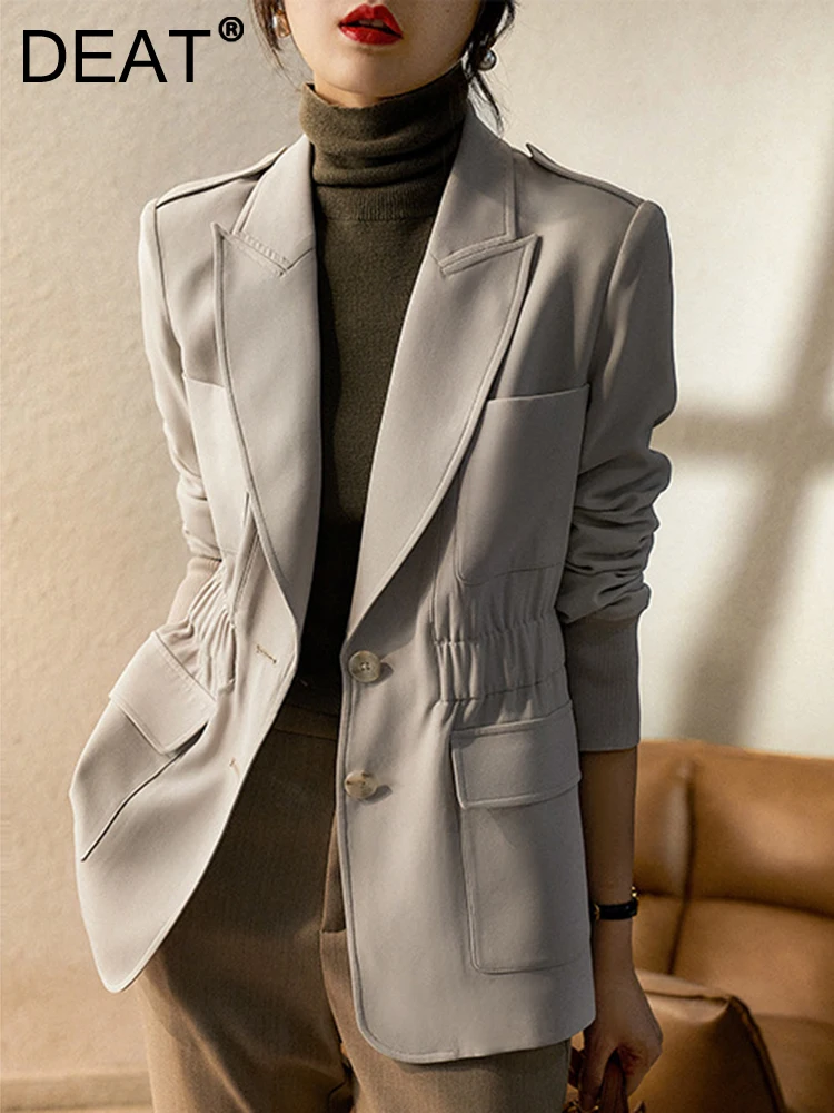 DEAT Women Blazer Coat Fashion Full Sleeve Single Breasted Spring 2024 New Solid Color Lapel Elastic Waist High Street 15KB1883
DEAT Women Blazer Coat Fashion Full Sleeve Single Breasted Spring 2024 New Solid Color Lapel Elastic Waist High Street 15KB1883