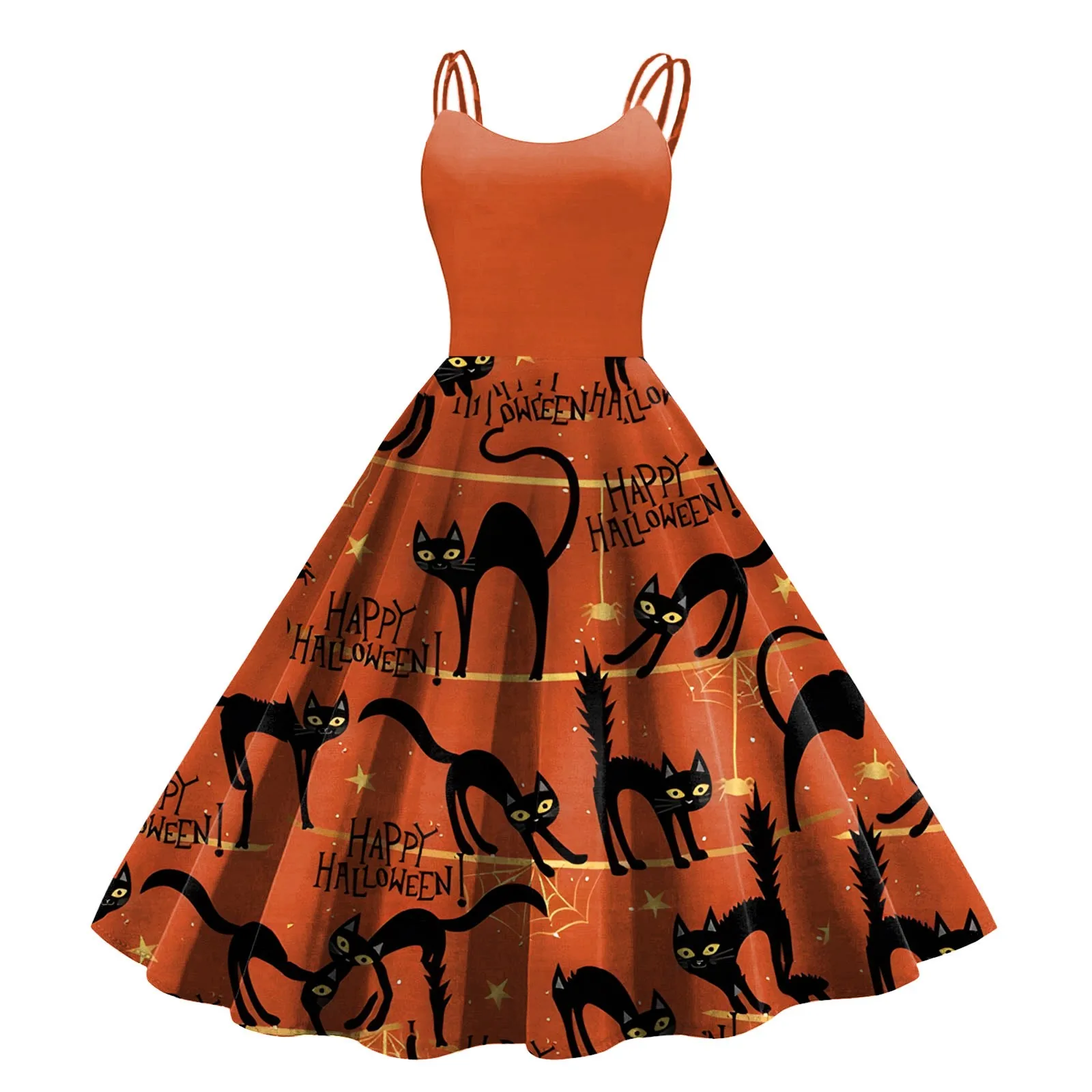 

Halloween Animal Print Vintage Dress 50s 60s Gothic Pin Up Rockabilly Dress Robe Femme Sexy Spaghetti Strap Party Summer Dresses