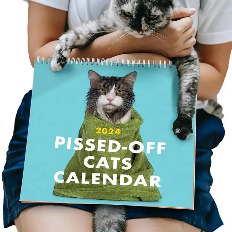 

2024 Pissed-Off Cats Calendar Funny wall calendar 12 Month planning Calendars wall Desk Decor Sassy Holiday Gift for Cat lovers