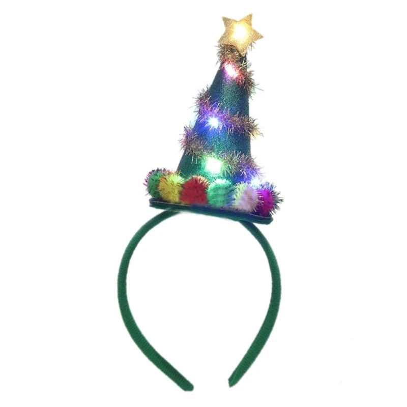 

Повязка на голову с пушистым головным убором в виде рождественской елки, светодиодный обруч для волос на Хэллоуин, головной для
