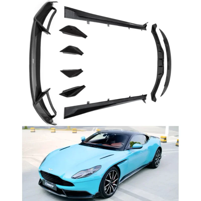 

For Aston Martin DB11 2016-2023 real dry carbon fiber bumper front lip air knife rear trunk diffuser spoiler side skirt body kit