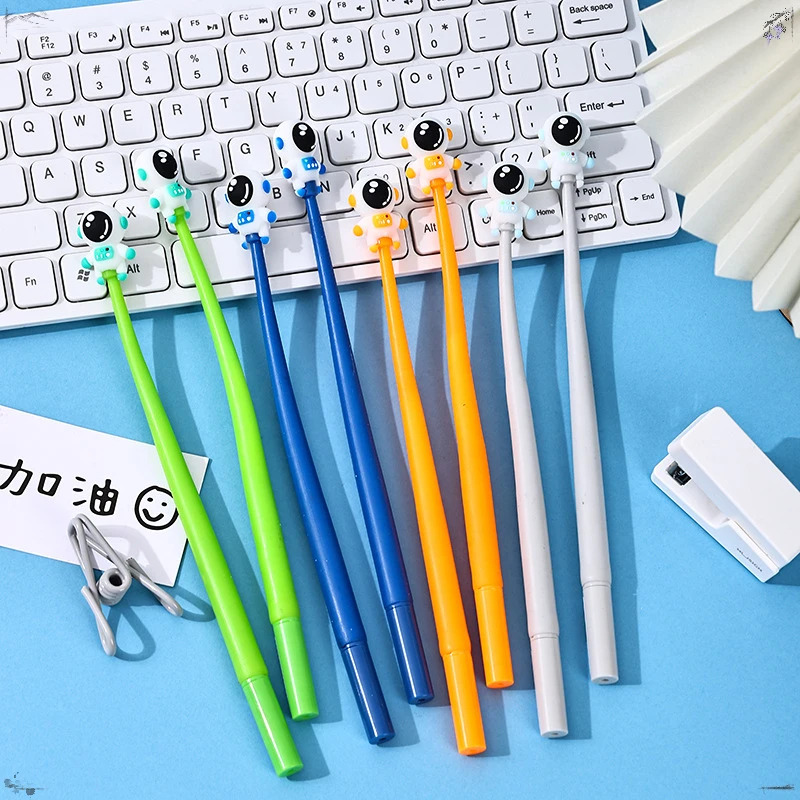 

48 Pcs Creative Soft Rubber Astronaut Rocker Gel Pens Set Student Cartoon Swing Neutral Water Pen Cute Prizes Back To School