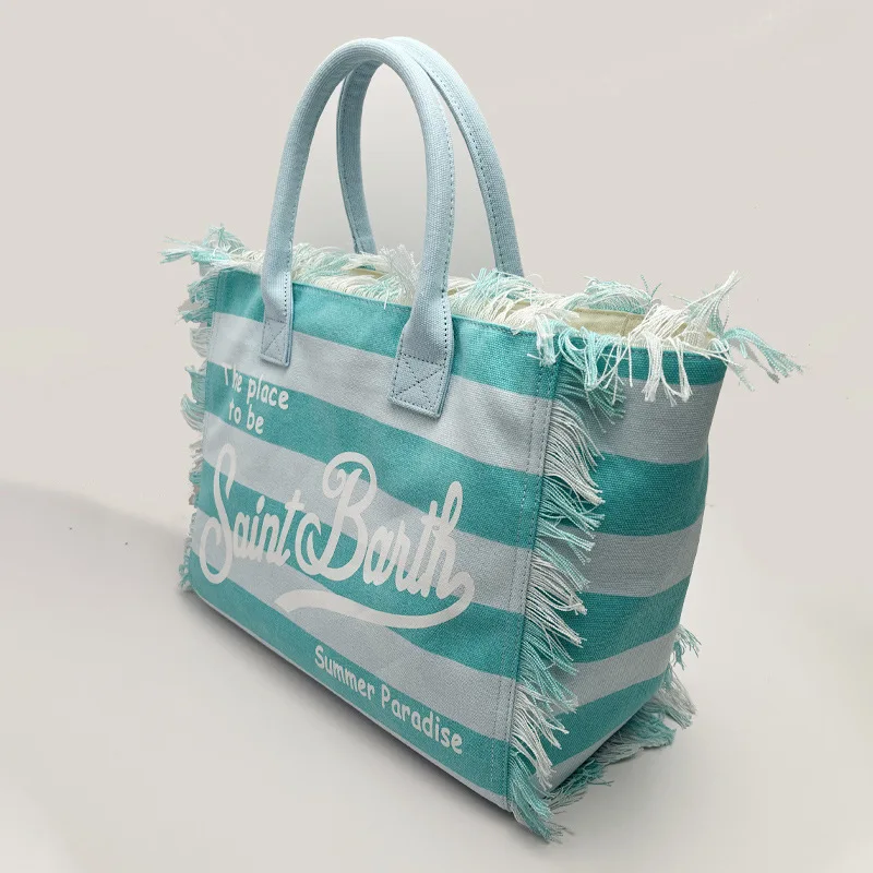 SAINT BARTH European & American Striped Canvas Tote Bag 22 S82fb86a6efd44bb9b026540222ddb098c
