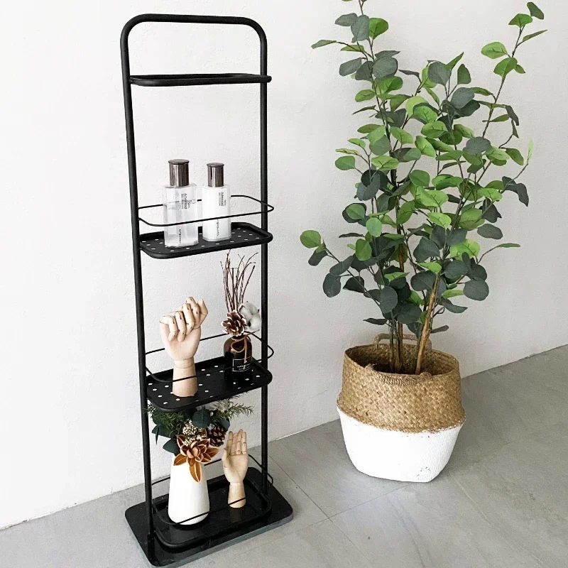 

Nordic Bathroom Accessories: Light Luxury Storage Rack Sleek Home Organizer Modern Minimalist Shelves Functional Bathroom