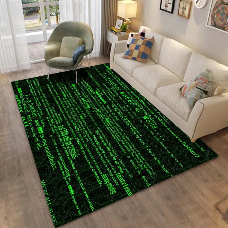 

15 Sizes Technology Hacker Pattern Area Rug Carpet for Living Room Bedroom Children Play Mat Sofa Home Decor Non-slip Floor Mat