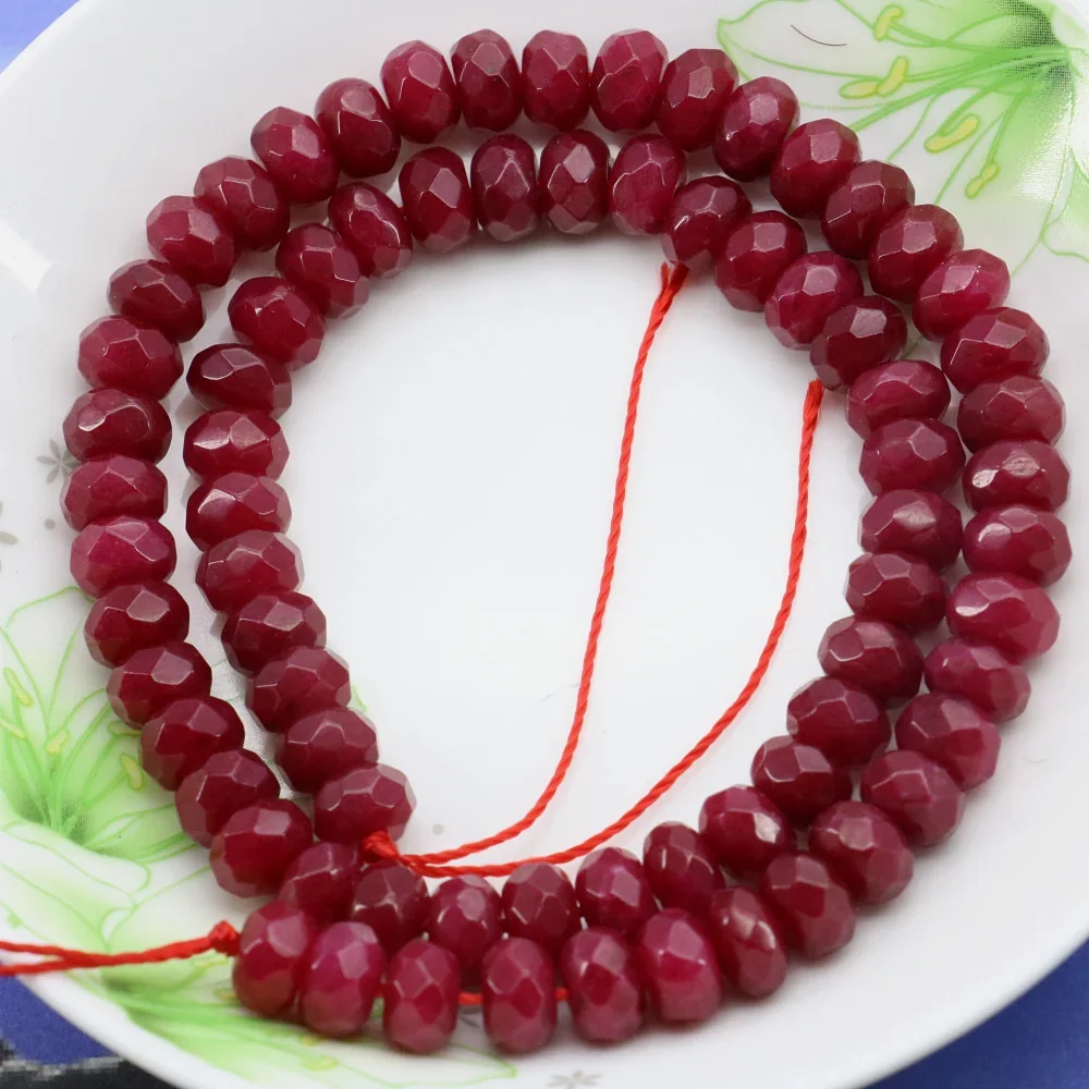 

5x8mm Brazil Faceted Red Ruby Round Loose Beads for Women Natural Stone Jade Accessories DIY Necklace Bracelet Earrings 15" AAA