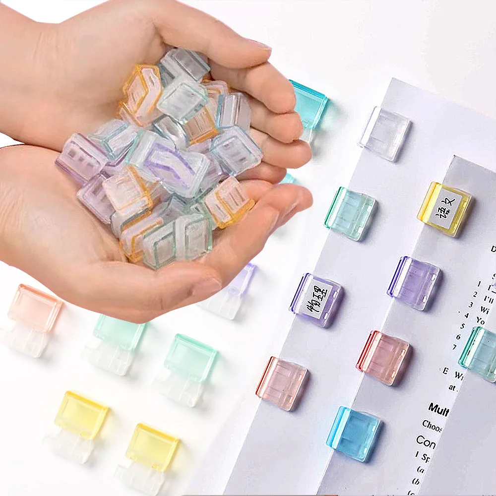 

5Pcs/ Set Jelly Color Paperclips Mini Pusher Transparent Paper Holder Page Clamp File Index Stationery School Office Supplies