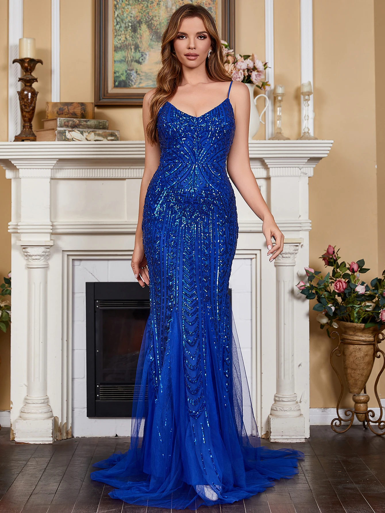 Spaghetti Strap V Neck Sparkly Sequined Prom Dresses Mermaid Side Split Sexy Beading Formal Party Gowns Evening Dress
Spaghetti Strap V Neck Sparkly Sequined Prom Dresses Mermaid Side Split Sexy Beading Formal Party Gowns Evening Dress