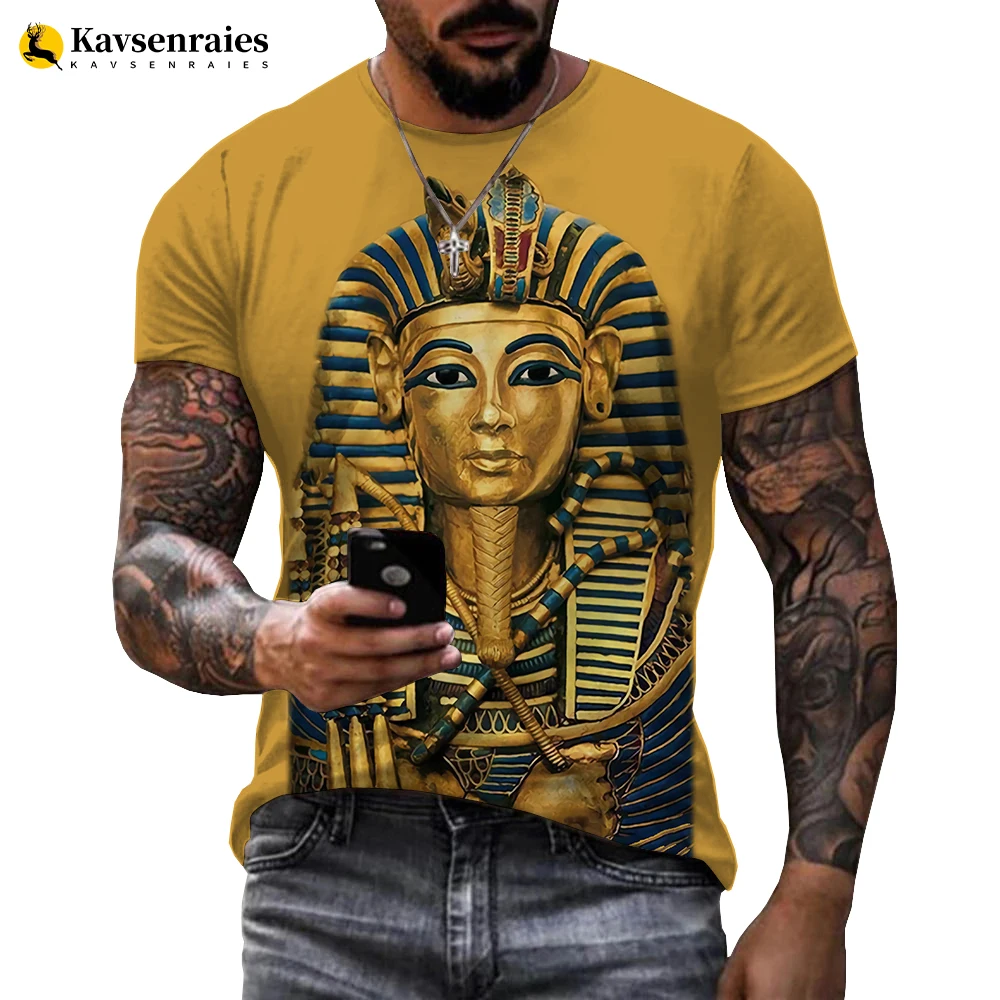 

Футболка мужская с 3D-принтом древнего египетского хора, модная Повседневная рубашка с рисунком Бога глаза Египта, Фараона, Анубиса, уличная одежда, 6XL