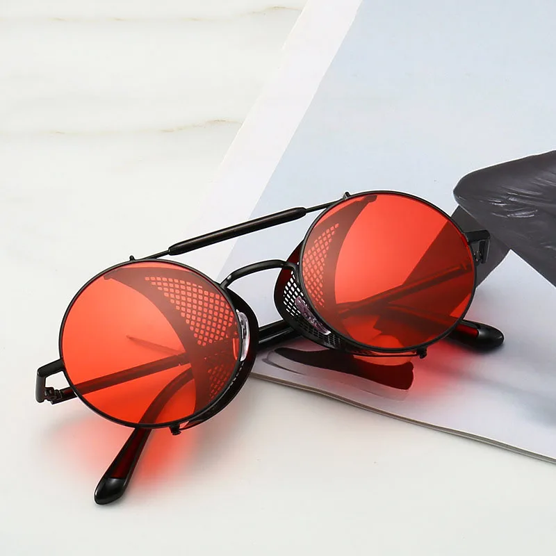 

Солнцезащитные очки в стиле стимпанк для мужчин и женщин, круглые, с защитой от ветра, в металлической оправе, UV400