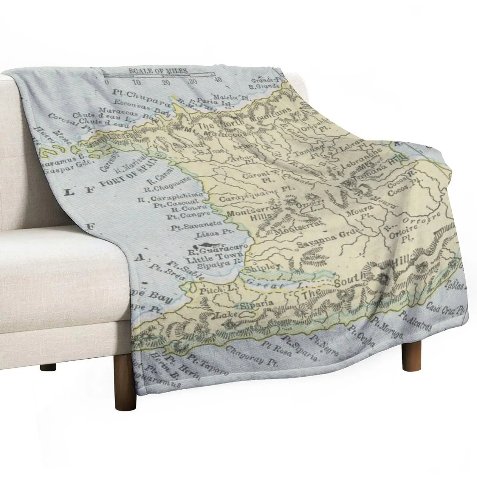 

Vintage Trinidad Island Map (1901) Throw Blanket Thermal Blankets For Travel manga Travel Blanket Thermal Blanket