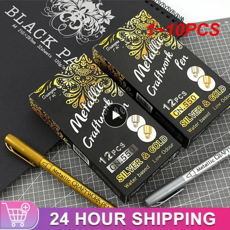 1~10PCS Brush Metallic Marker Pens Set Gold Silver White Permanent Art Markers for Artist Illustration Crafts Scrapbooking
1~10PCS Brush Metallic Marker Pens Set Gold Silver White Permanent Art Markers for Artist Illustration Crafts Scrapbooking
