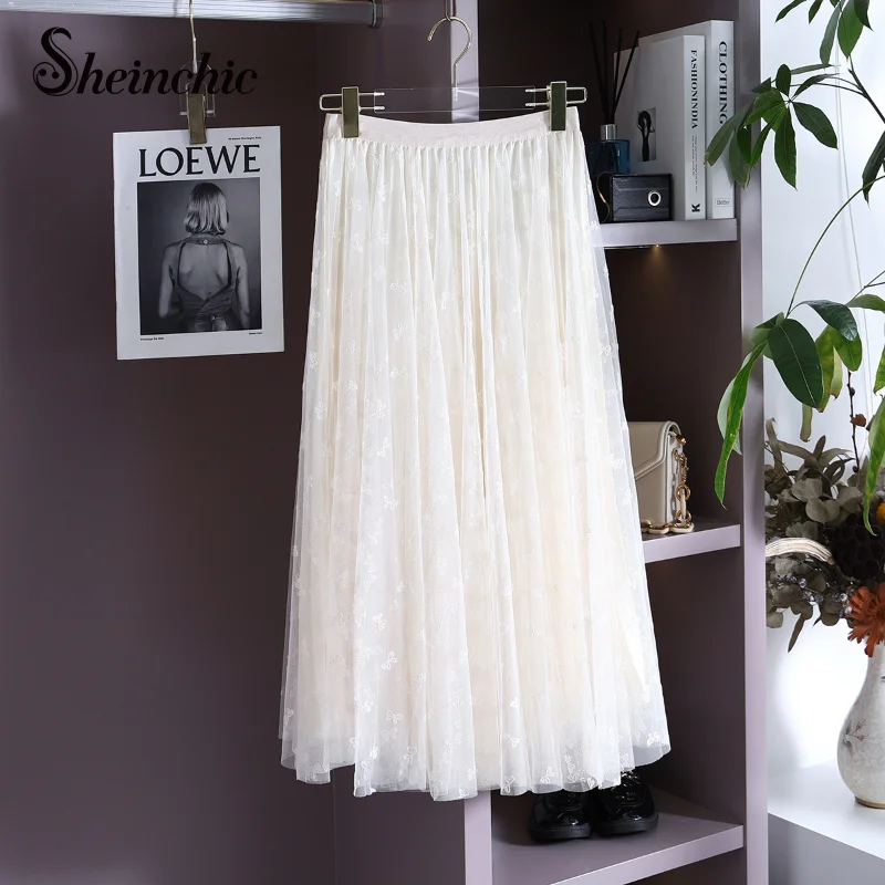 Elegant Mesh Bow Embroidery Skirts for Women 2023 Spring Summer High Waist Midi Skirt White Black Jupes Femme
Elegant Mesh Bow Embroidery Skirts for Women 2023 Spring Summer High Waist Midi Skirt White Black Jupes Femme