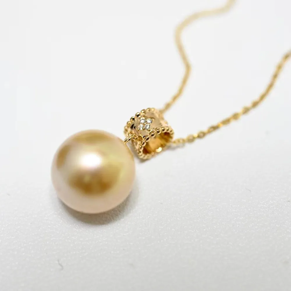 

DIY Pearl Accessories G18K Yellow and White Gold Pendant Empty Fashion Necklace Pendant Female Fit 9-13mm Round Beads G190