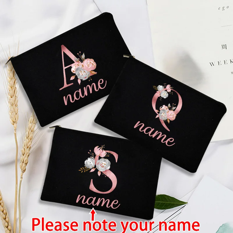 

Personalized Free Custom Initial with Name Cosmetic Bag Bridal Cosmetic Case Travel Toiletry Organizer Gifts for Bridesmaid