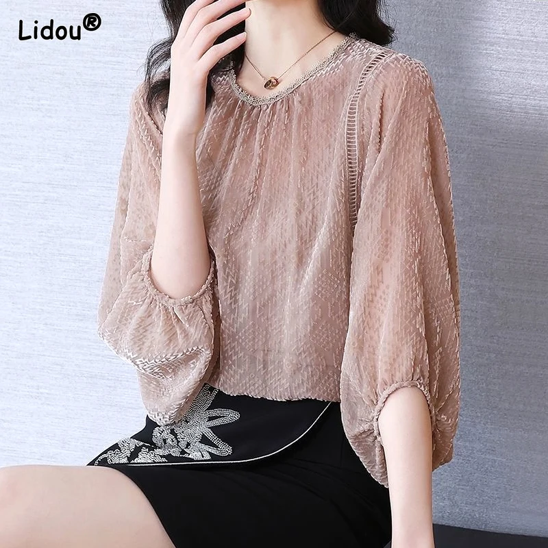 2023 Summer Fashionable Commuting Simple Round Neck Solid Color Medium Sleeved Casual Loose Oversized Versatile Women's Shirt
2023 Summer Fashionable Commuting Simple Round Neck Solid Color Medium Sleeved Casual Loose Oversized Versatile Women's Shirt